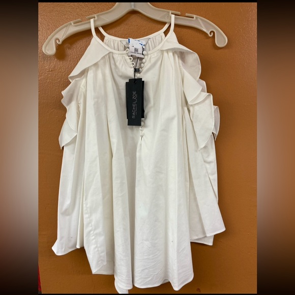 Rachel Zoe Alea Cold Shoulder Ruffle Open Shoulder Blouse Off White Plus Size 2 - Picture 16 of 16